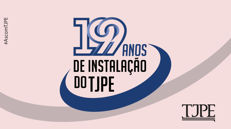 Logomarca no tom lilás e cor da letra azul representando os 199 anos de instalação do TJPE
