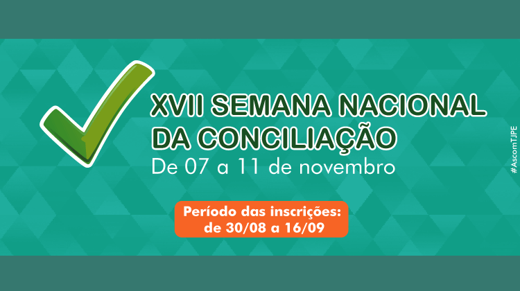 Arte da Semana Nacional de Conciliação em verde com as letras pretas