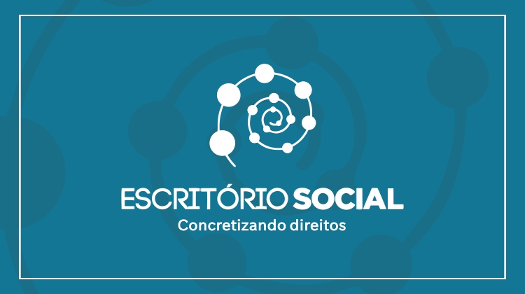 Logomarca nas cores azul e branca do Escritório Social 