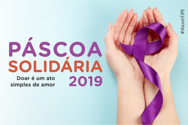 Marca da Páscoa Solidária 2019 com duas mãos estendidas
