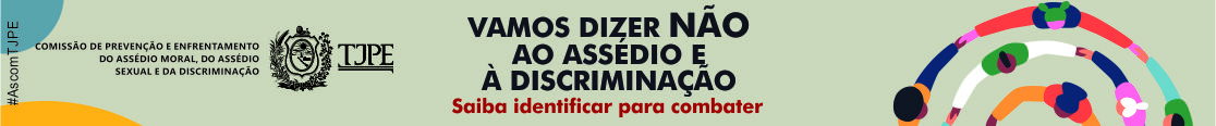 banner com arte de pessoas formando um círculo de mãos dadas e link para comissão de combate ao assédio