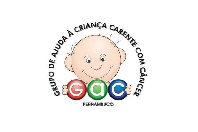 Logomarca do GAC com uma criança careca, segurando as letras G A C