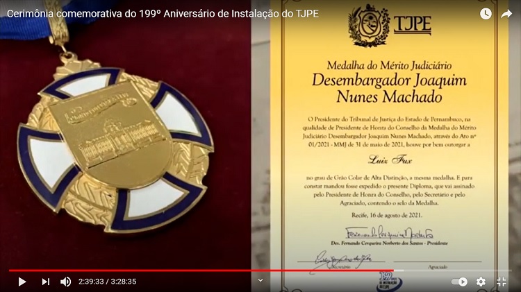 Medalha Joaquim Nunes e certificado