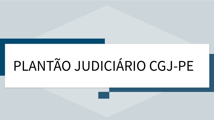 Placa branca com inscrição de Plantão Judiciário com quadrados azuis externamente