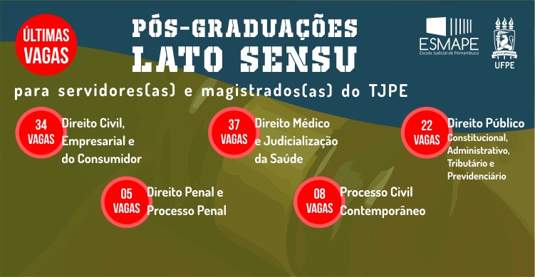 Foto da notícia - Esmape reabre inscrições de cursos de pós-graduação em convênio com a UFPE